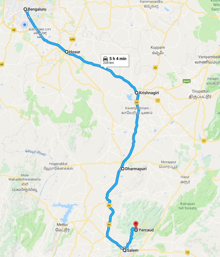 bangalore to yercaud trip plan